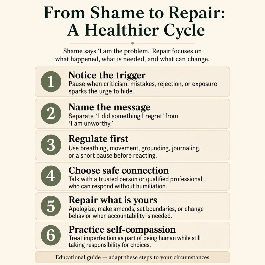 How to Deal with Shame and Stop Hiding Your True Self infographic